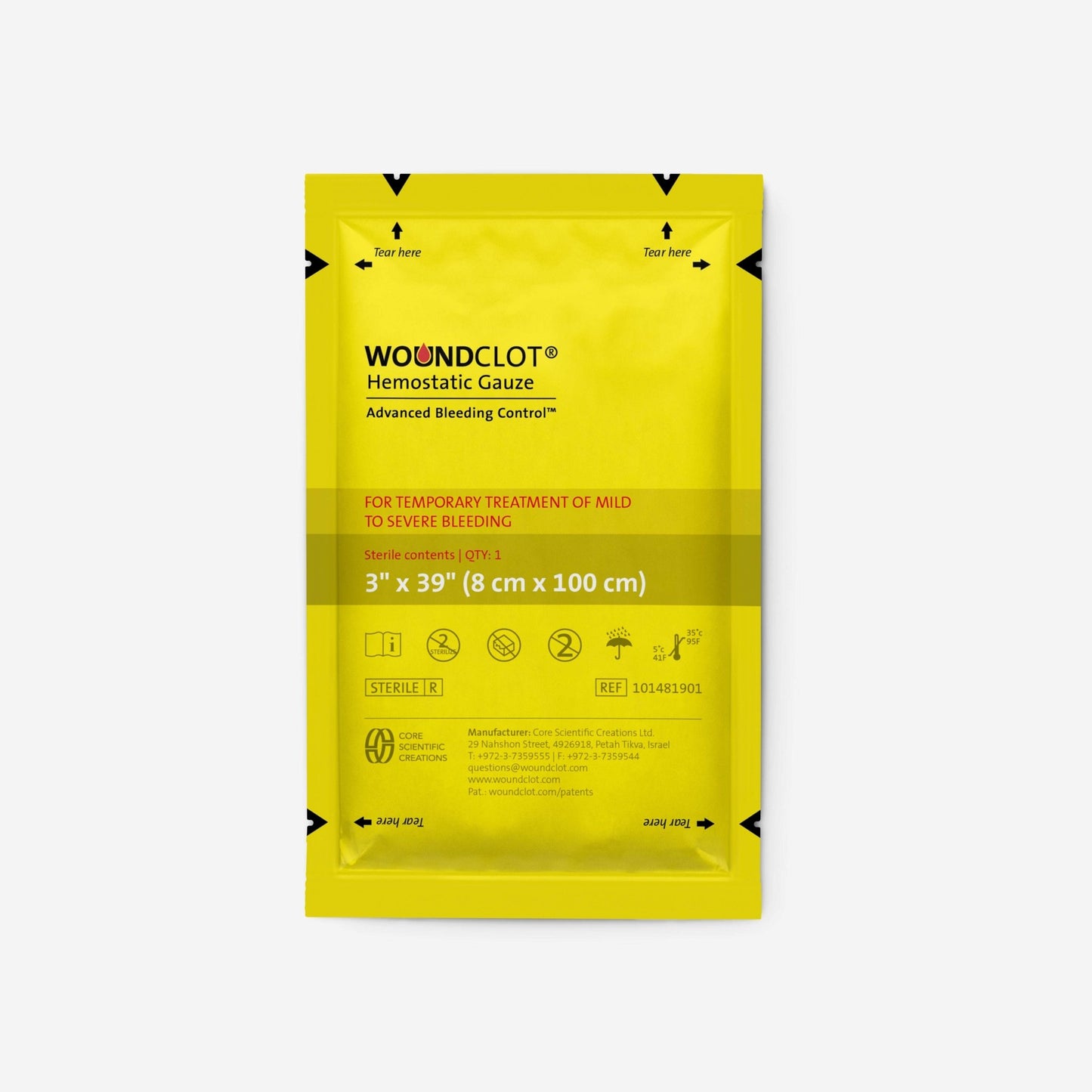 WoundClot® EMS Hemostatic Gauze, Z - Fold — 3" x 39" - WoundClot