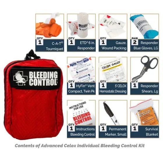 Public Access Bleeding Control Station - 8 - PACK Nylon Pouch - Clear Polycarbonate Cabinet - North American Rescue
