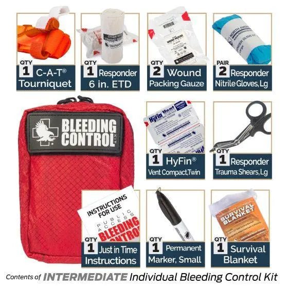 Public Access Bleeding Control Station - 8 - PACK Nylon Pouch - Clear Polycarbonate Cabinet - North American Rescue