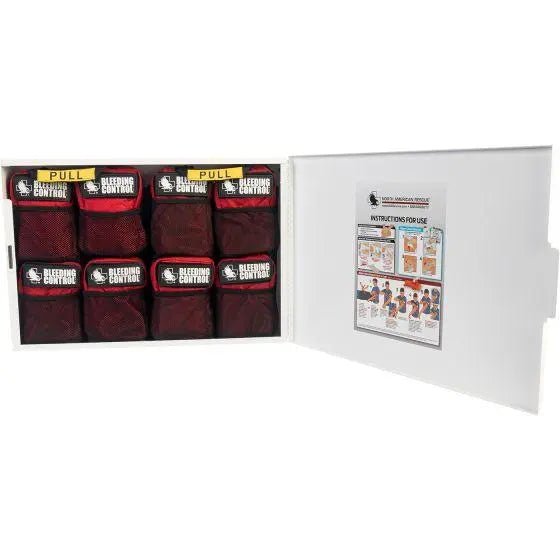 Public Access Bleeding Control Station - 8 - PACK Nylon Pouch - Low Profile Metal Station - North American Rescue