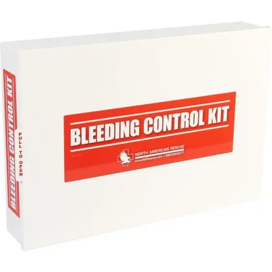 Public Access Bleeding Control Station - 8 - PACK Vacuum Sealed Pouch - Low Profile Metal Station - North American Rescue