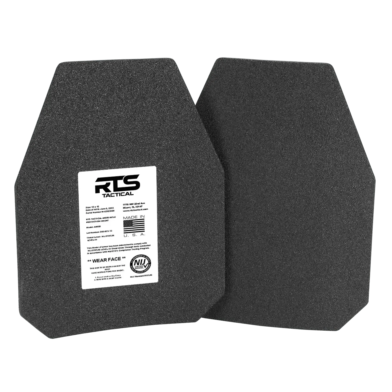 RTS Tactical Lightweight Level III+ Rifle Special Threats Plate 10"x12" - RTS Tactical