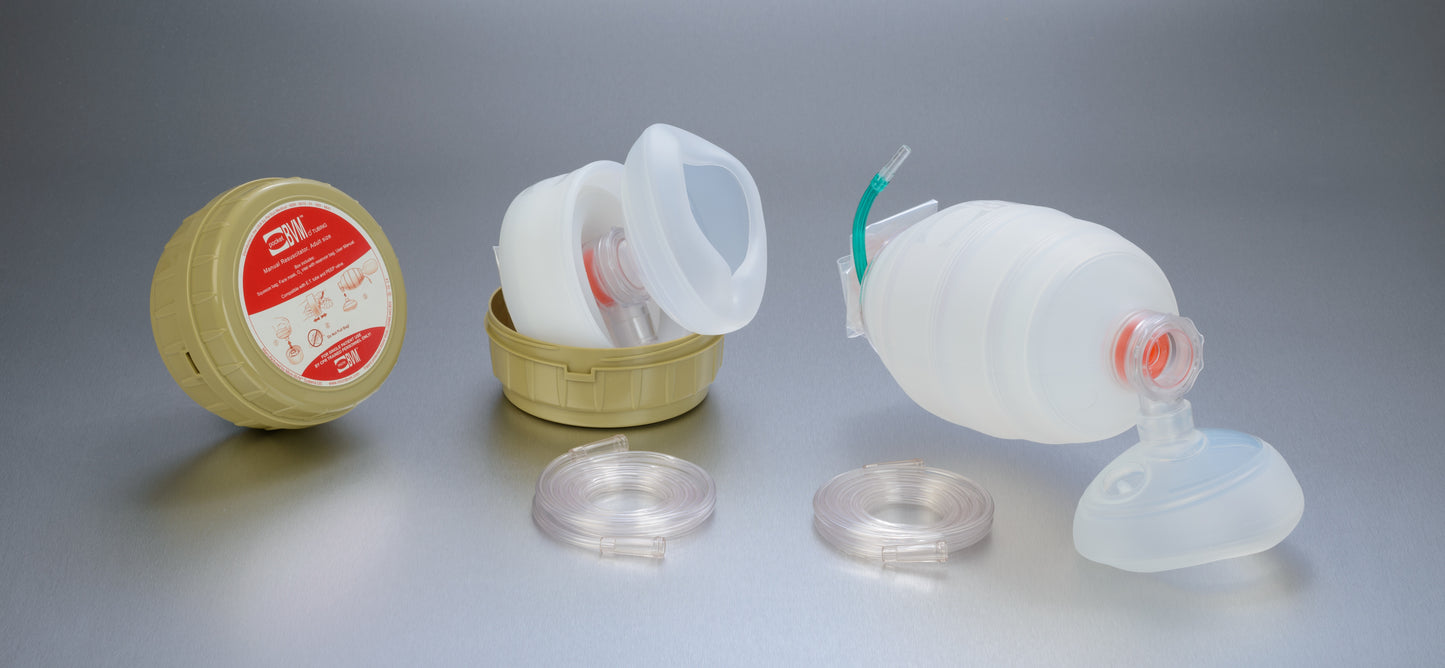 Pocket BVM with O2 Tubing collapsible adult resuscitator - MicroBVM Systems LTD.