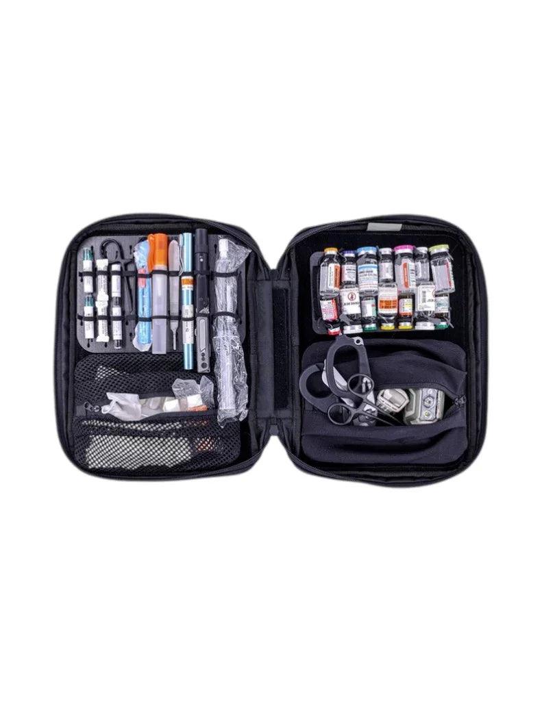 Open case interior showing mesh pouch mounted to the loop field. Case and contents sold separately.