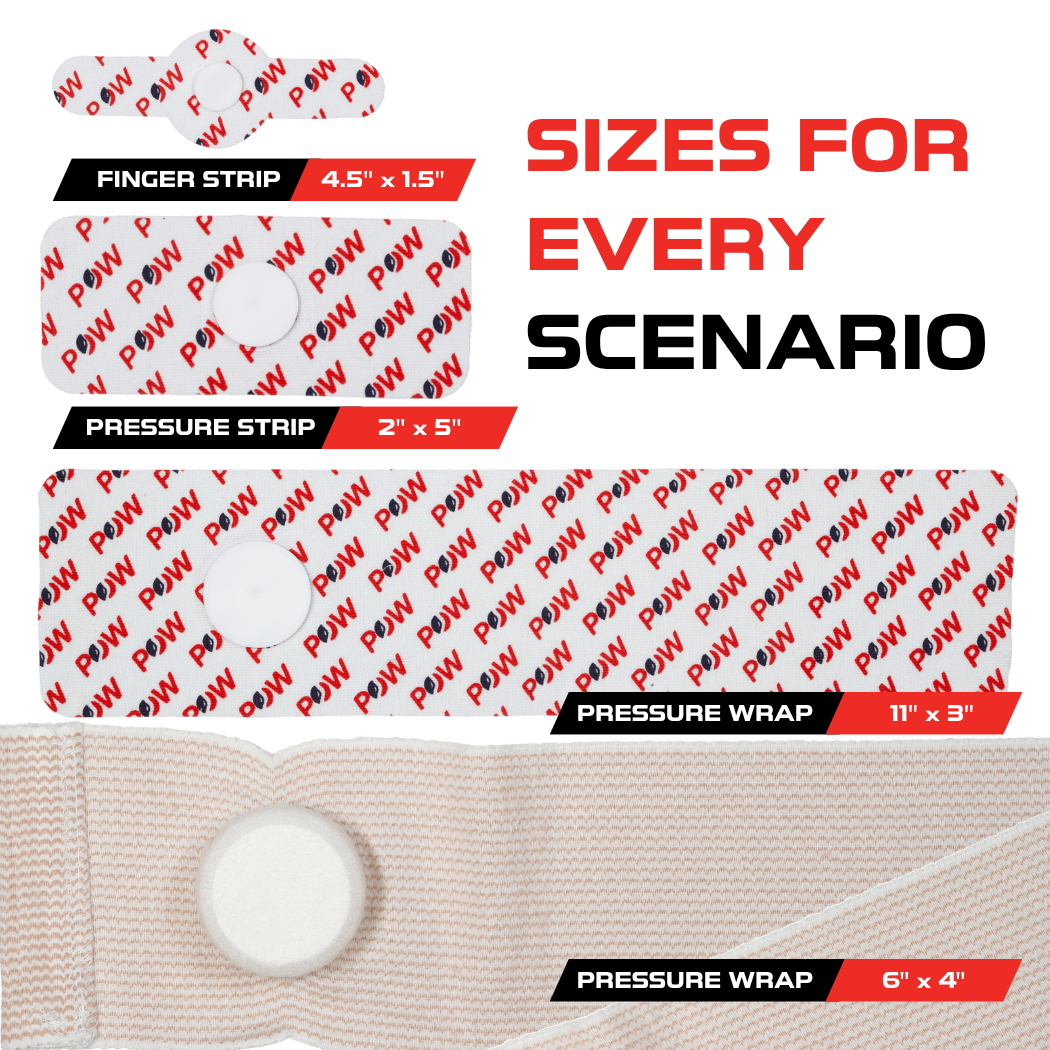 POW Essentials Pack contents: pressure wraps and pressure strips