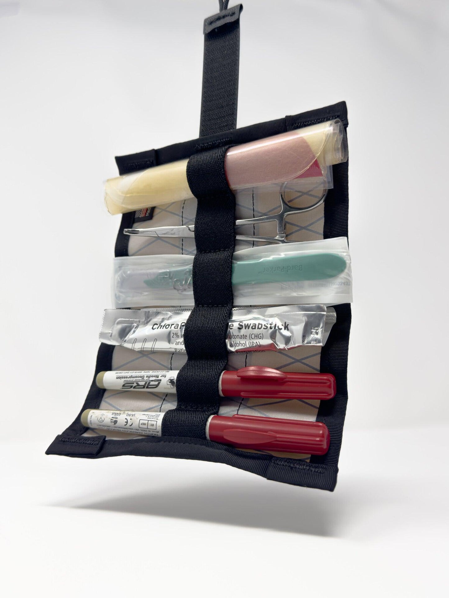 MED Roll hanging by the integrated loop for vertical storage
