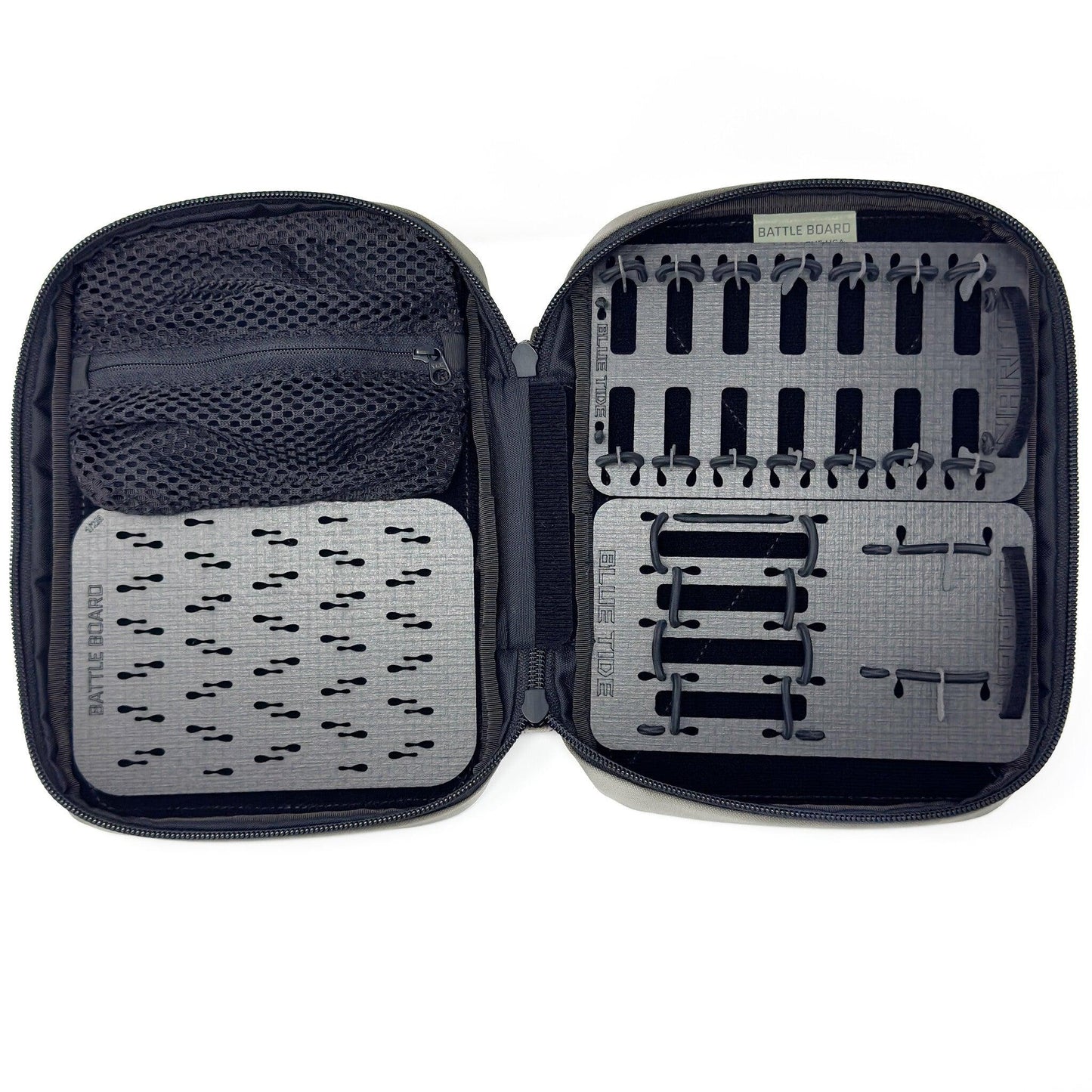REX accessory panel with elastic cordage woven through the Lock Matrix to retain gear