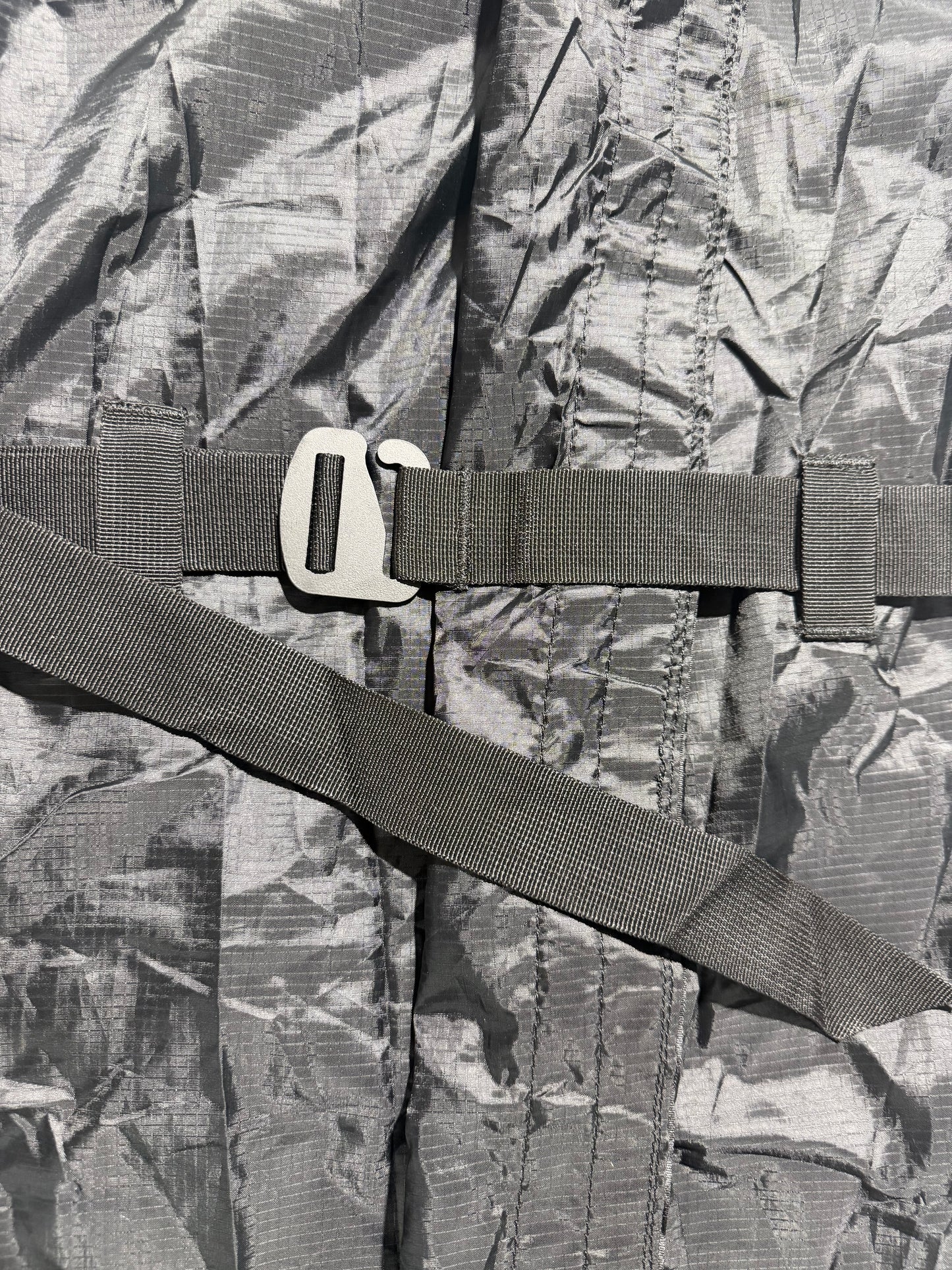 Lite Fighter Poleless Litter deployed flat showing three casualty securing straps and integrated side carry handles