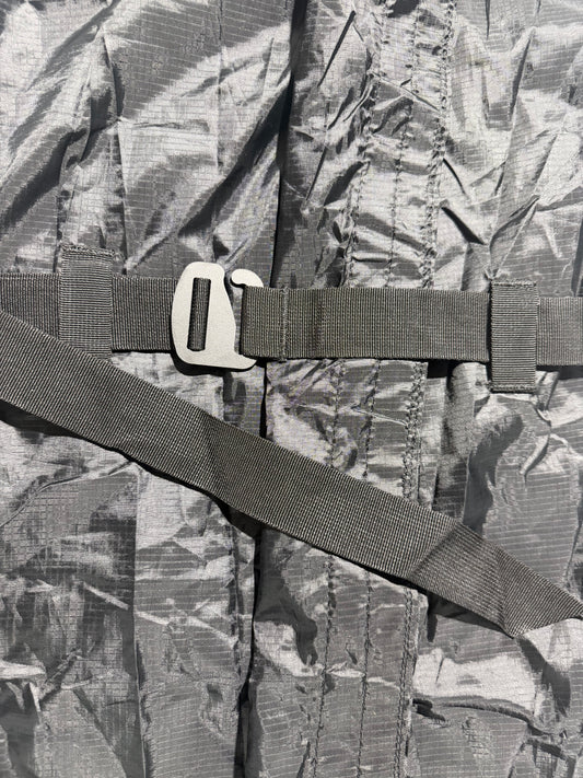 Lite Fighter Poleless Litter deployed flat showing three casualty securing straps and integrated side carry handles