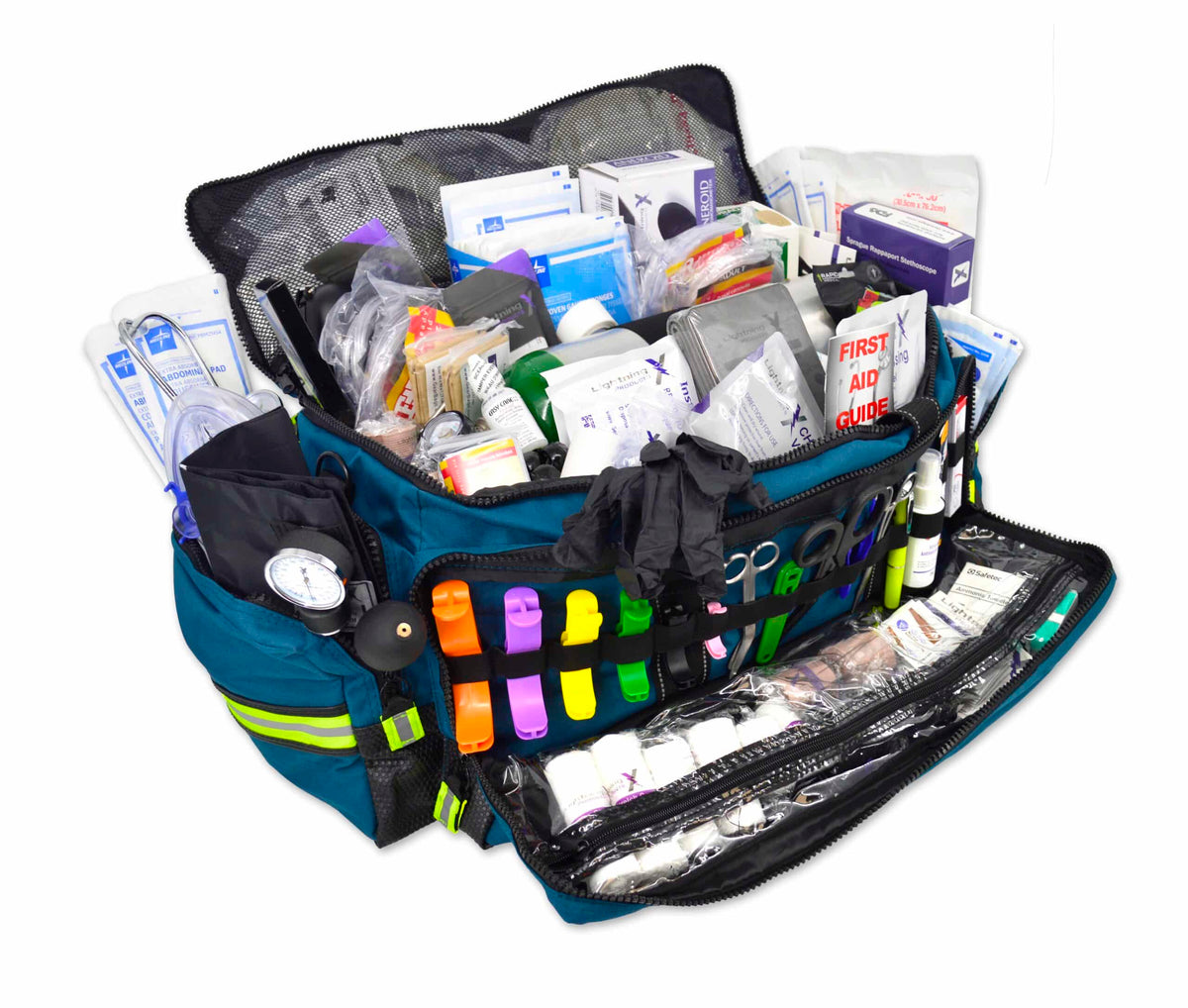 Lightning X Stocked Oxygen Trauma Duffle w/ Fill Kit D, Navy Blue — MB50B-SKD