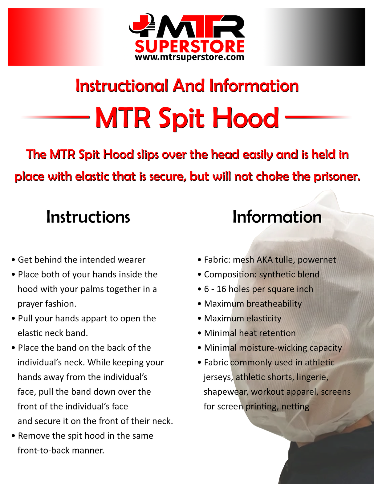 MTR Transport Spit Hoods