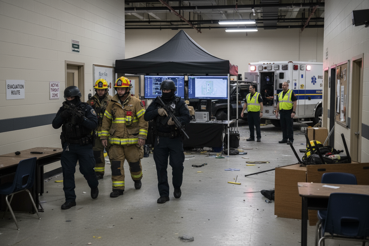 Active shooter fire and police training