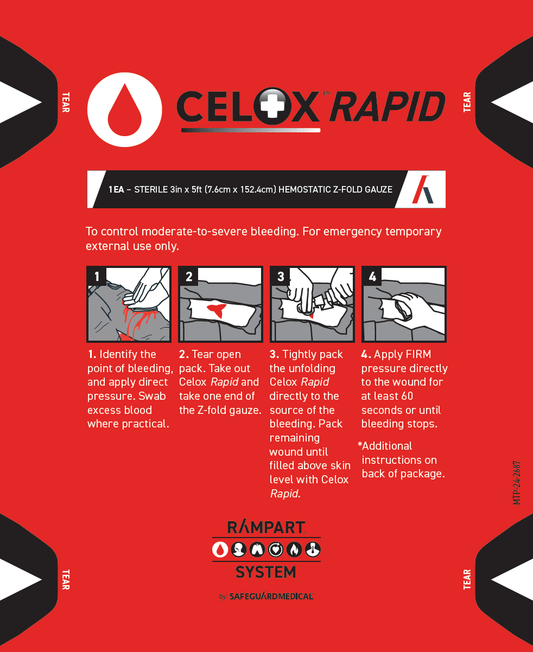 CELOX™ Rapid Hemostatic Gauze - 3" x 5' - Safeguard Medical