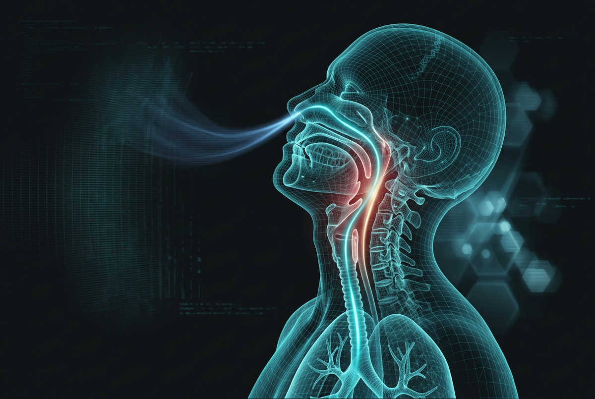 Clinical diagram: open airway pathway in profile