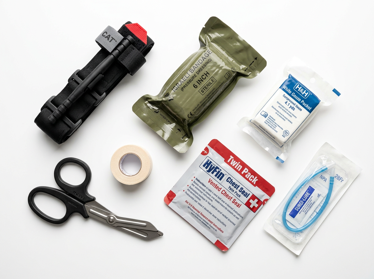 IFAK kit builder collage showing trauma kit components