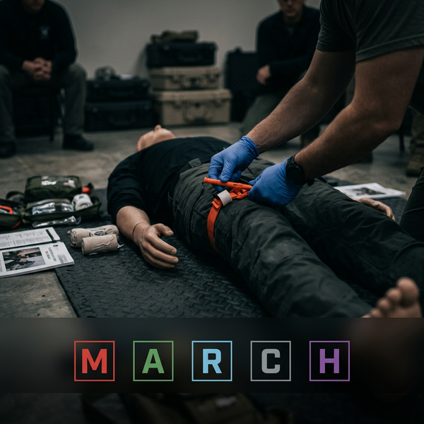 Shooting range safety officers conducting trauma and medical response drills