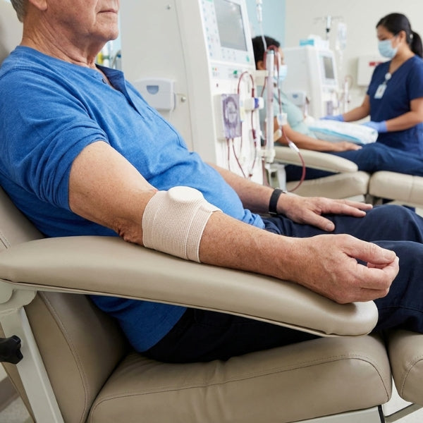 Dialysis post-puncture aftercare and fragile tissue care with POW bandages
