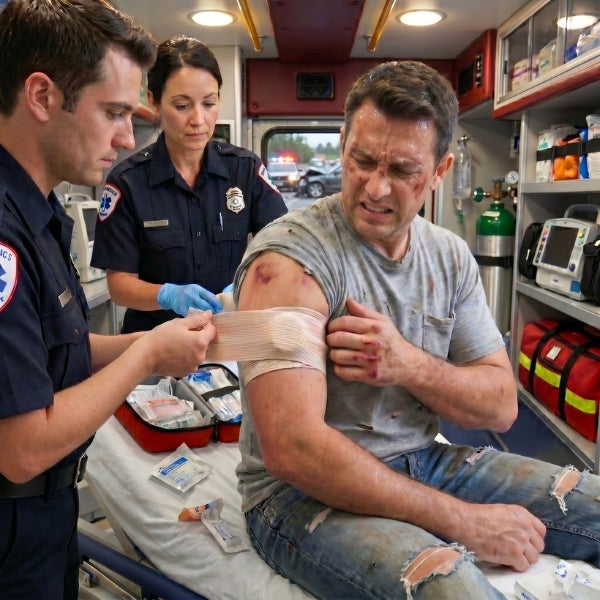 EMS, fire, and rescue responders using POW bandages