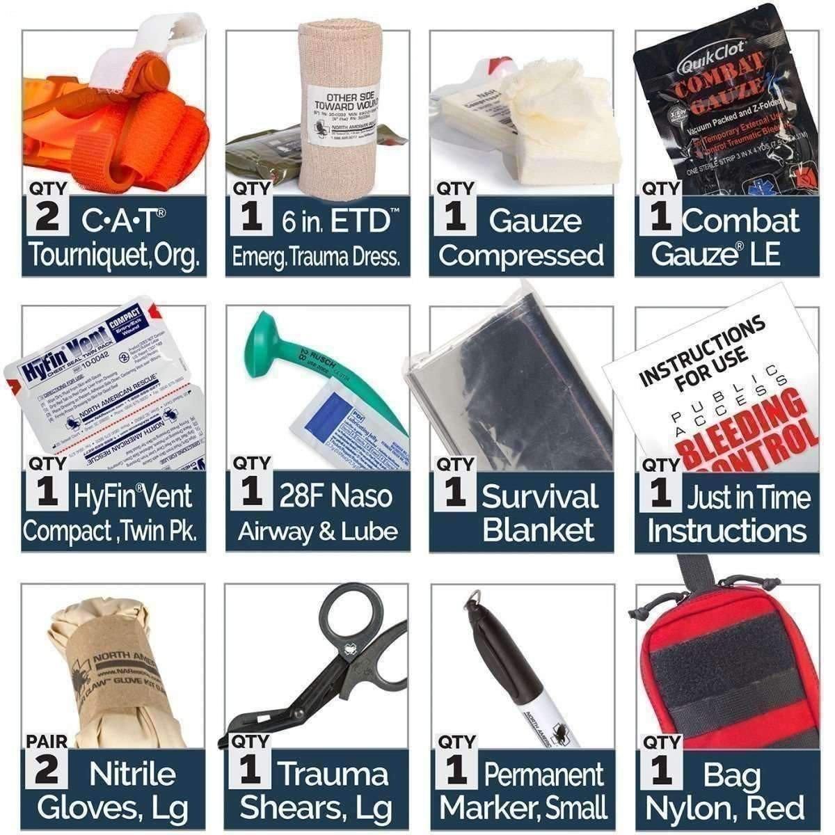 GO2FAS Gunshot Wound First Aid Kit by MED-TAC International North American Rescue