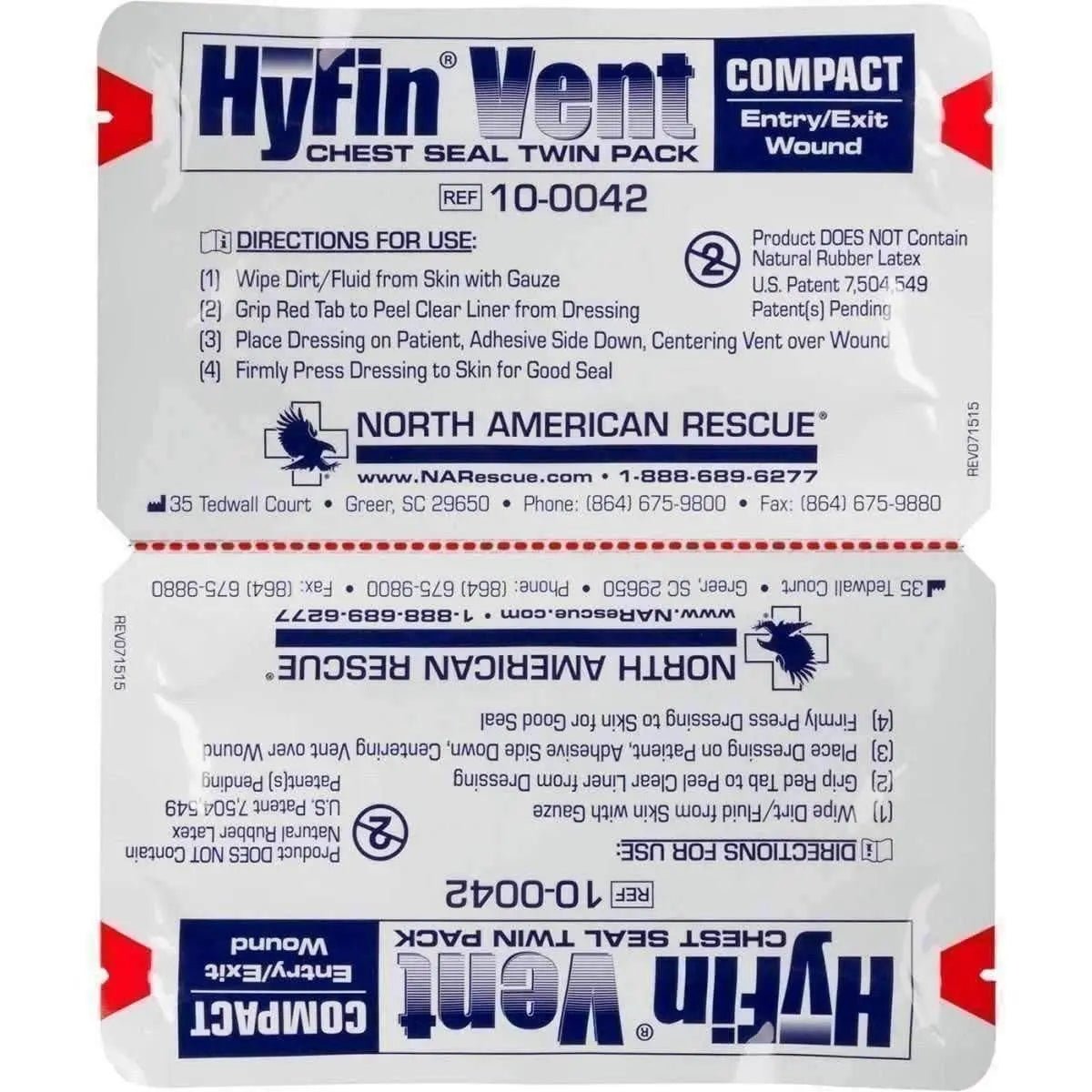 HyFin Vent Compact Chest Seal - Twin Pack - North American Rescue