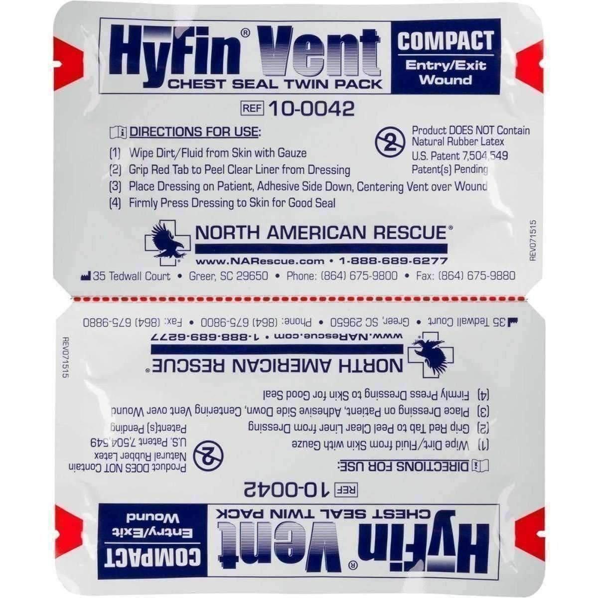 HyFin Vent Compact Chest Seal - Twin Pack North American Rescue