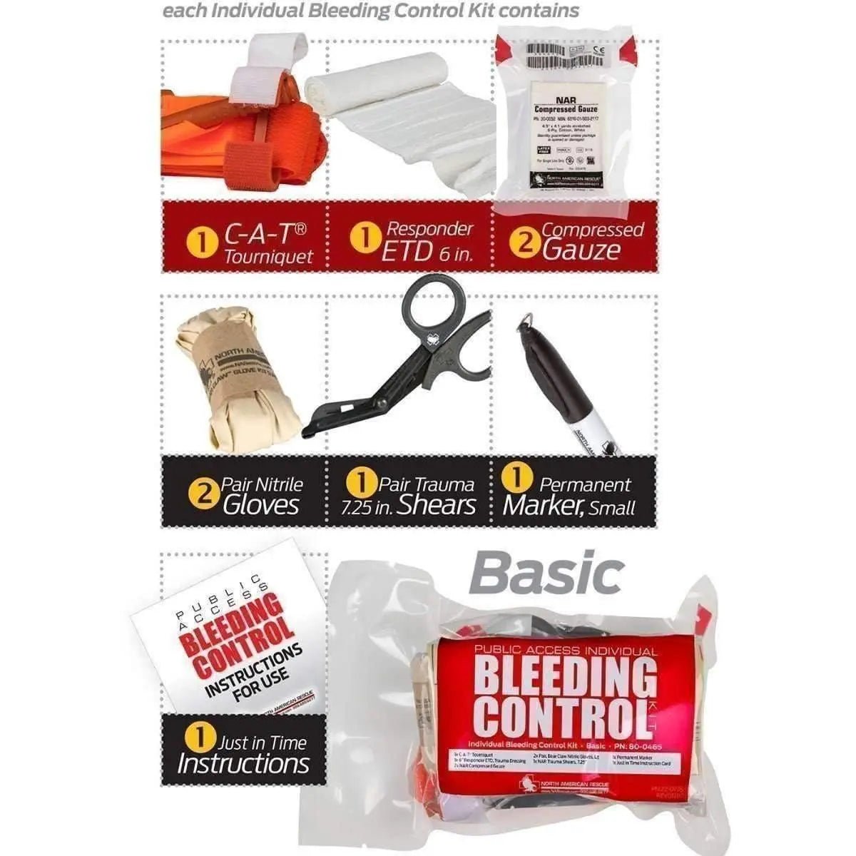 Public Access Bleeding Control 8 Pack - Vacuum Sealed - North American Rescue