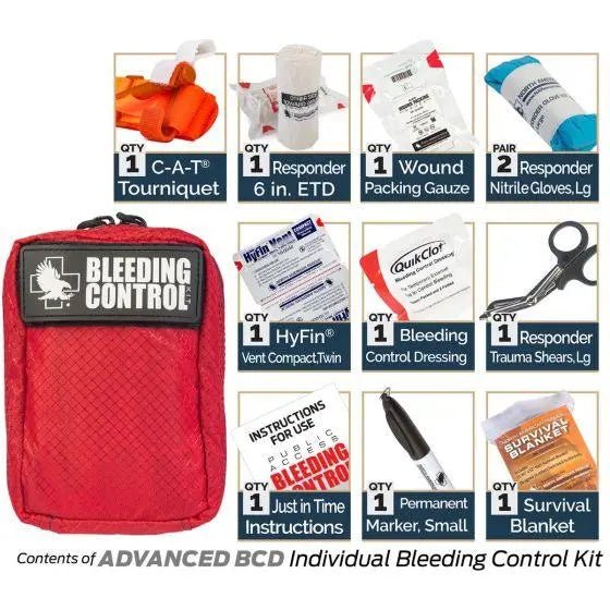 Public Access Bleeding Control Station - 8 - PACK Nylon Pouch - Clear Polycarbonate Cabinet - North American Rescue