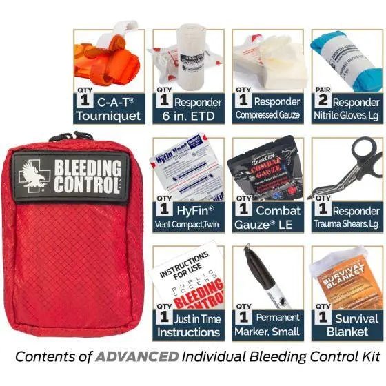 Public Access Bleeding Control Station - 8 - PACK Nylon Pouch - Clear Polycarbonate Cabinet - North American Rescue
