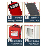 Thumbnail for Public Access Bleeding Control Station - 8-PACK Nylon Pouch - Clear Polycarbonate Cabinet - MED-TAC International Corp. - North American Rescue