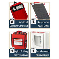 Thumbnail for Public Access Bleeding Control Station - 8-PACK Nylon Pouch - Metal Semi-Recessed Cabinet - Vendor