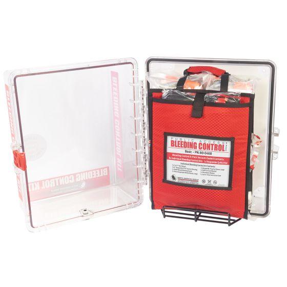 Public Access Bleeding Control Station - 8-PACK VACUUM SEALED - Clear PolyCarbonate Cabinet North American Rescue