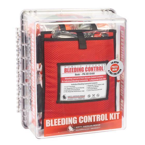 Public Access Bleeding Control Station - 8-PACK VACUUM SEALED - Clear PolyCarbonate Cabinet - Vendor