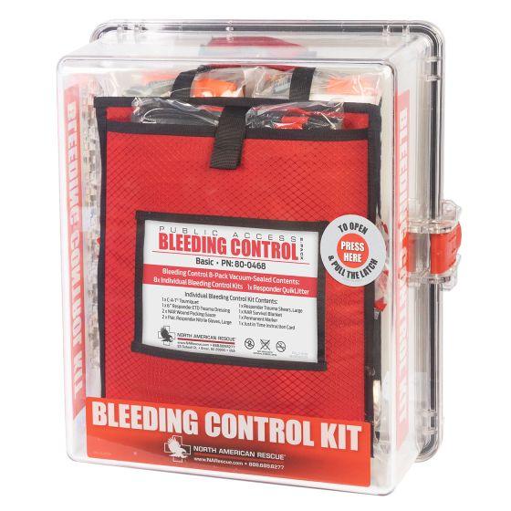 Public Access Bleeding Control Station - 8-PACK VACUUM SEALED - Clear PolyCarbonate Cabinet - Vendor