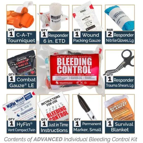 Public Access Bleeding Control Station - 8-PACK VACUUM SEALED - Metal ...