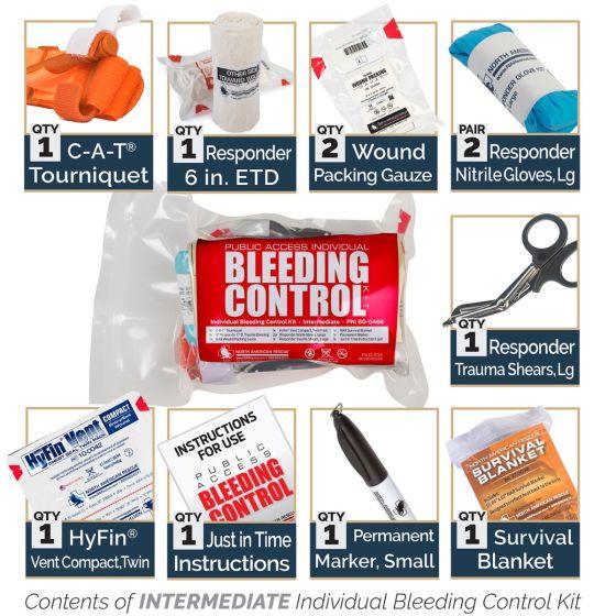 Public Access Bleeding Control Station - 8-PACK Vacuum Sealed Pouch - Low Profile Metal Station North American Rescue