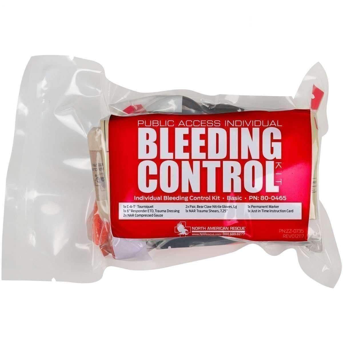 Public Access INDIVIDUAL Bleeding Control Kit - Vacuum Sealed North American Rescue