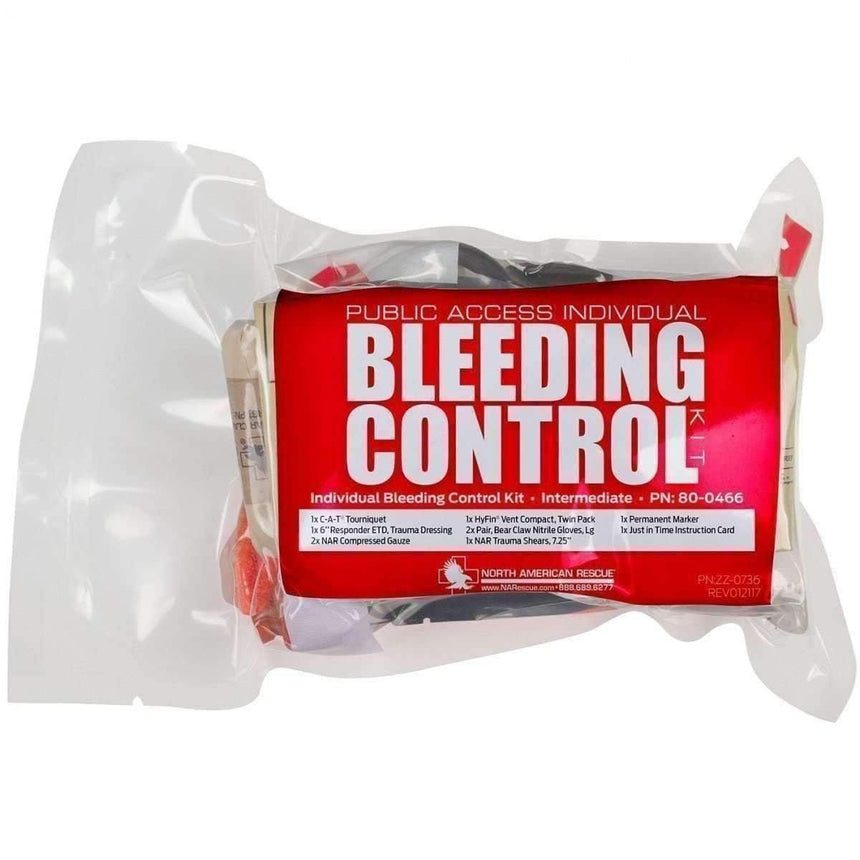 Public Access INDIVIDUAL Bleeding Control Kit - Vacuum Sealed North American Rescue