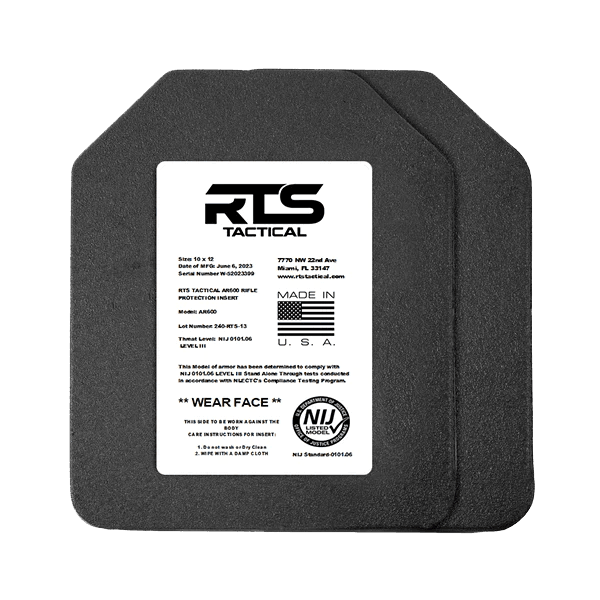 RTS Tactical Lightweight Level III+ Rifle Special Threats Plate 10"x12" RTS Tactical